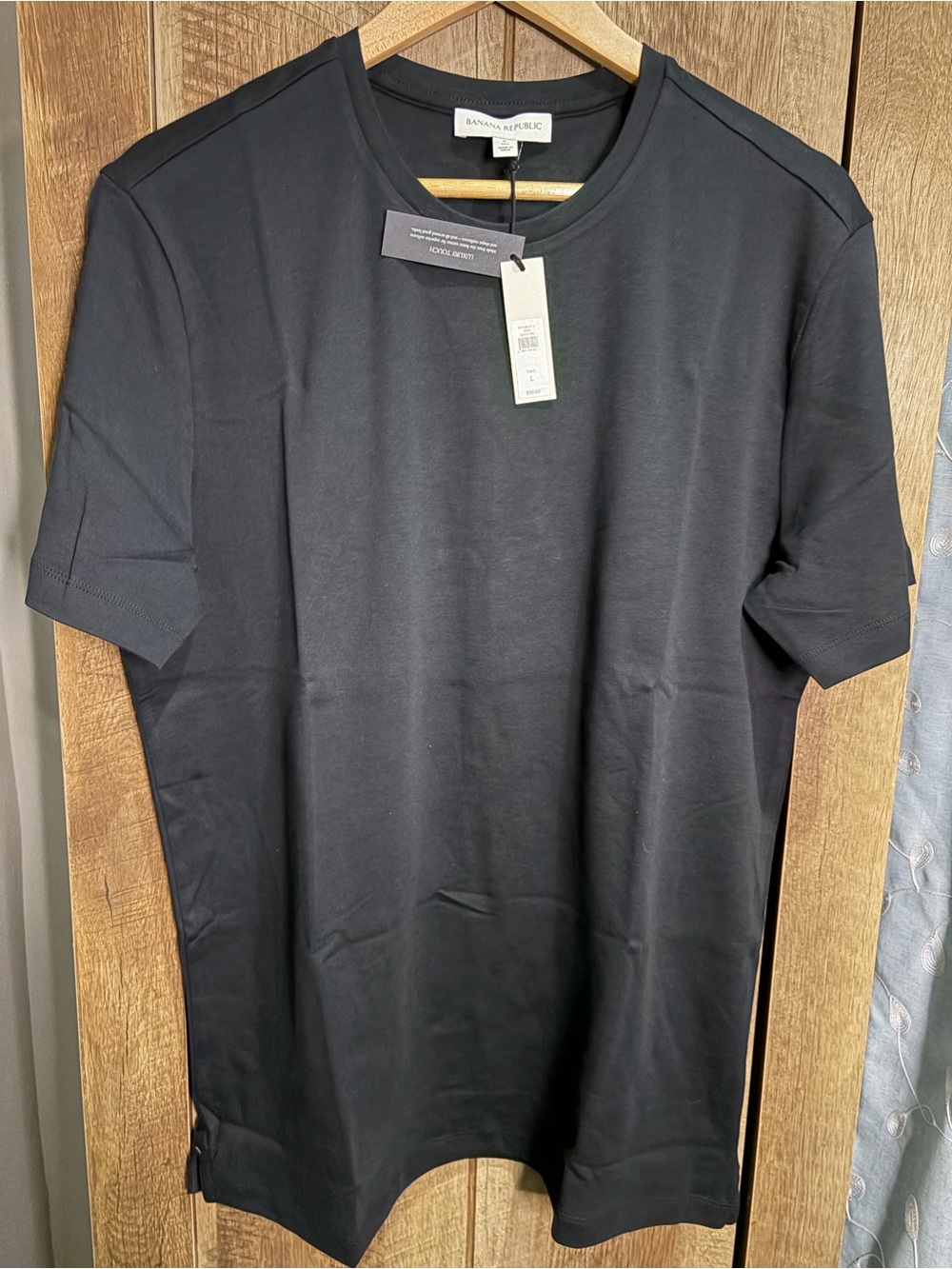 NWT Banana Republic Luxury Touch Black T-Shirt Tall Large L $50